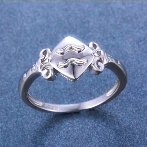 Fashion Ladies Aquarius Constellation Ring Minimalist 925 Sterling Silver Finger Ring Classic Party Wedding Rings For Women