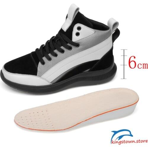 Men Boots Elevator Shoes Heightening Shoes Height Increase Shoes for Men Height Increase Insole 6CM High Top Shoes
