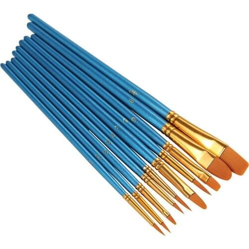 10 pcs blue pens Oil brush Watercolor pen Manicure Gouache painting pen Suit