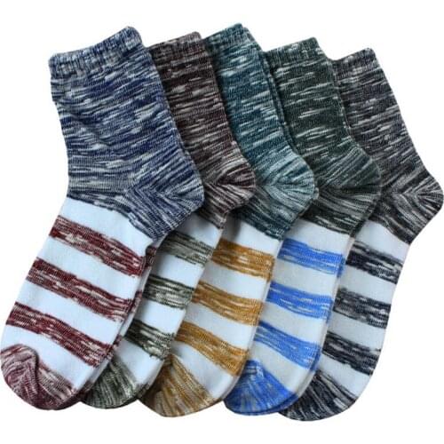 Autumn Winter Fashion Men Cotton Socks Male Creative Stripe Socks Retro National Style Socks Men Meias Sox Calcetines 5pairs/lot