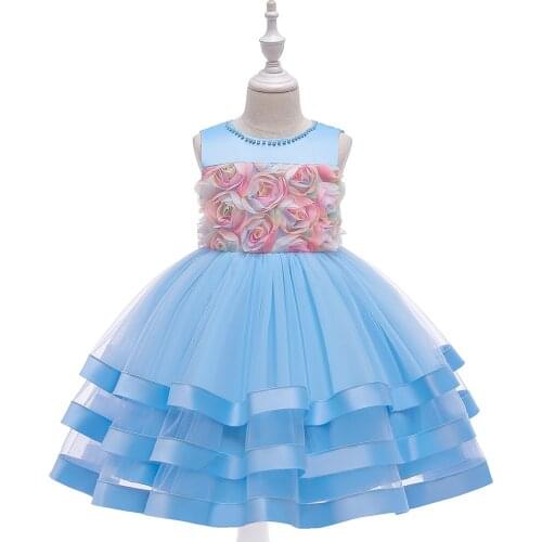 New 2021 Summer Colorful flower girl dresses for weddings Kids Girl Birthday party Princess Dress free shipping items clothes
