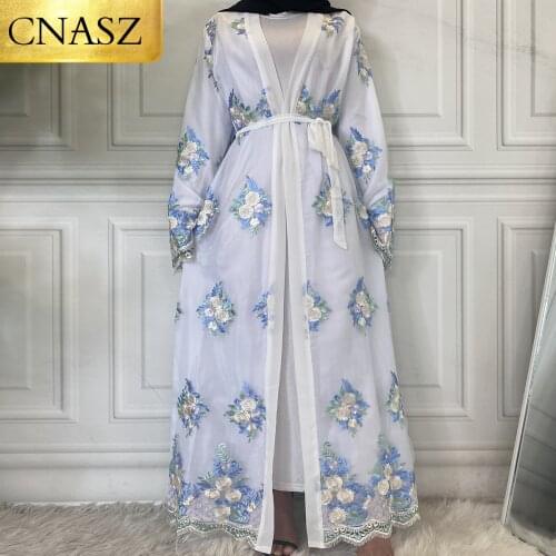 New Muslim Abaya For Women Modest Abaya Dubai New Fashion Embroidered Lace Robe Cardigan Maxi Skirt Kimono Cardigan