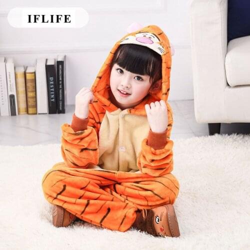 Pijama Infantil Onesie Hooded Kids Animal Cartoon Pajama Tiger Orange Children Boy Girl Unisex Pyjama
