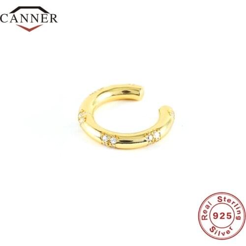 CANNER 925 Sterling Silverear Buckle Ear Clip Earrings for Women Ear Cuff Gift Jewelry Silver 925 Fake Piercing Earings Earring