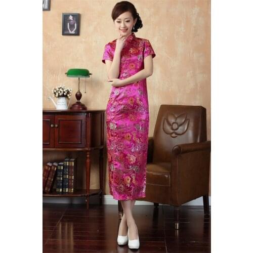 Shanghai Story Fashionable Qipao national trend chinese traditional dress faux silk long cheongsam chinese dress Qipao 5 color