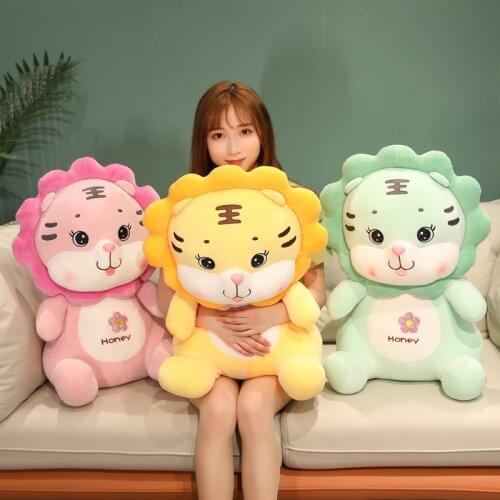 35-65cm Cute Cartoon Tiger With SunFlower Head Plush Toys Home Decoration Baby Sleeping Pillow Accompany Kids Birthday Gift
