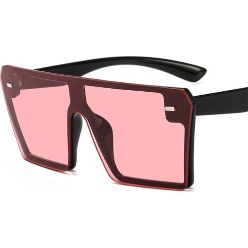 2018 Oversized Flat Top Sunglasses Women Large Square Rimless Sunglasses Men Big Frame Vintage Sun Glasses Female Male UV400