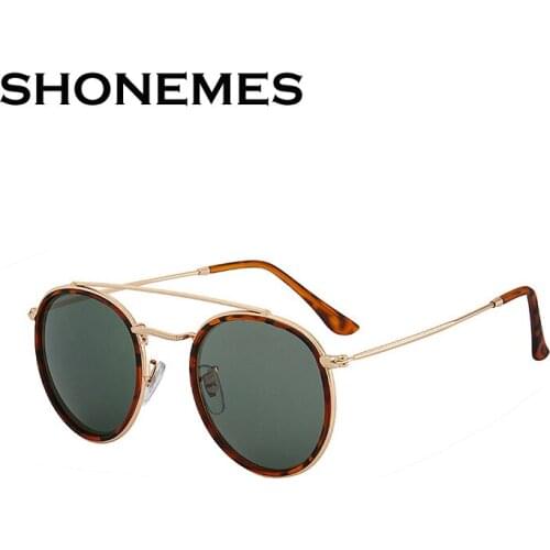 Fashion Vintage Round Sunglasses Women Metal Frame Brand Designer Men Driving Eyewear Double Bridge Shades Sun Glasses