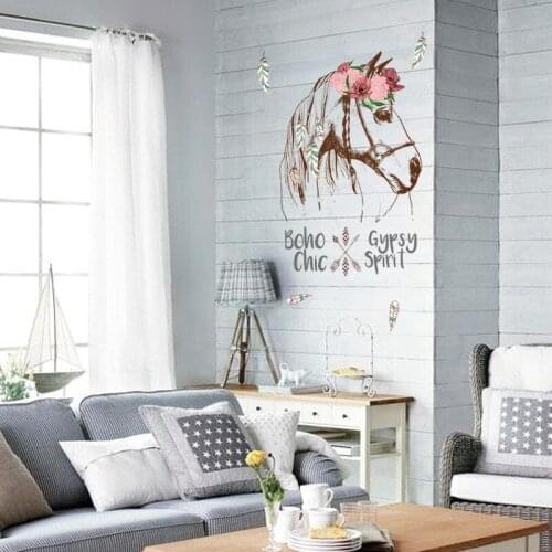 Boho gypsy chic spirit Horse head personality PVC wall stickers skirting board living room kids bedroom balcony home decoration