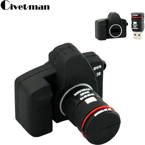 Creative Cartoon Camera USB Flash Drive 128GB 64GB/32GB /16GB Stick Memoria CLE USB Classic Key Thumb U Disk Photography Gift