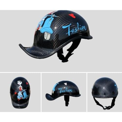 Vintage Carbon Fiber Half Helmet Cruise Chopper Biker Pilot Motorcycle Open Helmet Moto Capacete Para Scooter