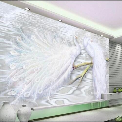 WELLYU 3D Custom wallpaper pictures of romantic love in one thousand 3d white peacock TV background walls mural wallpaper3D