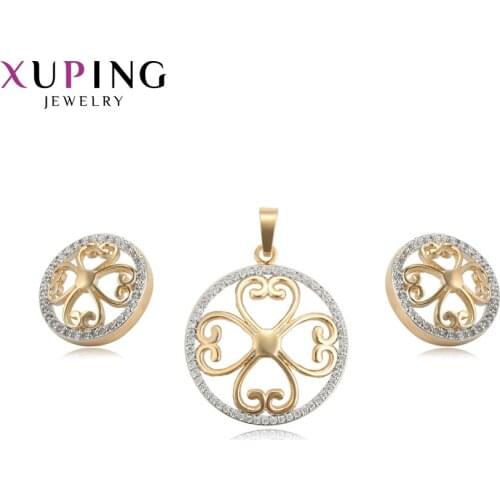 Xuping Romantic Flower Shape Elegant Jewelry Sets with Synthetic Cubic Zirconia for Women Wedding Bands Gifts 65065