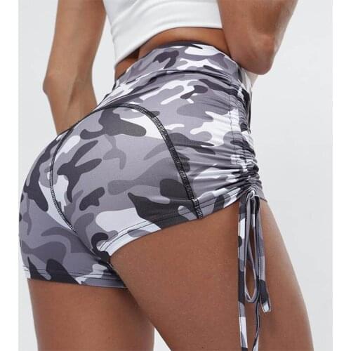 2021Camo Yoga Shorts Women Sexy Push Up Fitness Short Legging High Waist Gym Trunks Running Tight Sportswear Striped Underwear