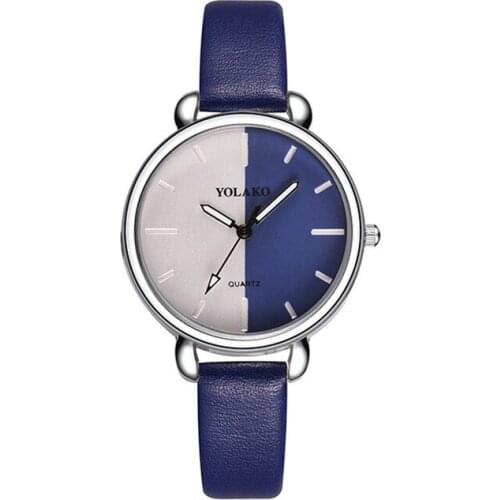 YOLAKO Brand Double Color Women Watches Simple Ladies Watch Candy Color Leather Quartz Wristwatch Ladies Clock relogio feminino
