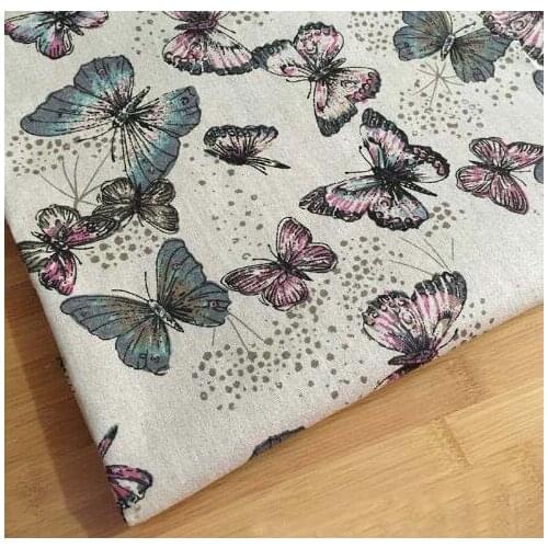 ZY Beautiful 96x145cm All Olver Flying Butterfly Cotton Linen Fabric Vintage Quilting Patchwork Tilda Fbric sewing crafts