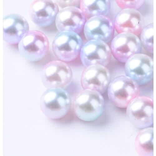 1 Bag Round Rainbow Acrylic Imitation Pearl Bead No Hole Gradient Mermaid Pearl Beads bracelet DIY jewelry making Decorate
