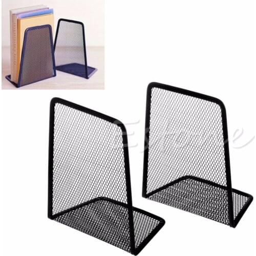 1 Pair Metal Mesh Black Desk Organizer Desktop Office Home Bookends Book Holder Oct18QC