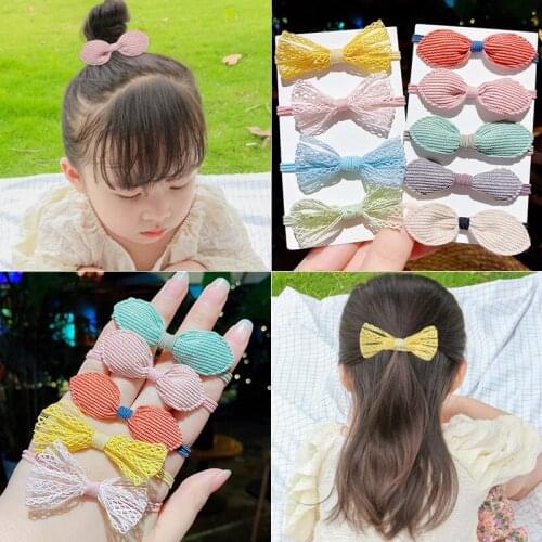 1 Pcs Fashion Small Baby Elastic Rubber Band Head Rope Mini Solid Bow Tie For Girls Hair Accessories Rabbit Ear Ponytail Holder