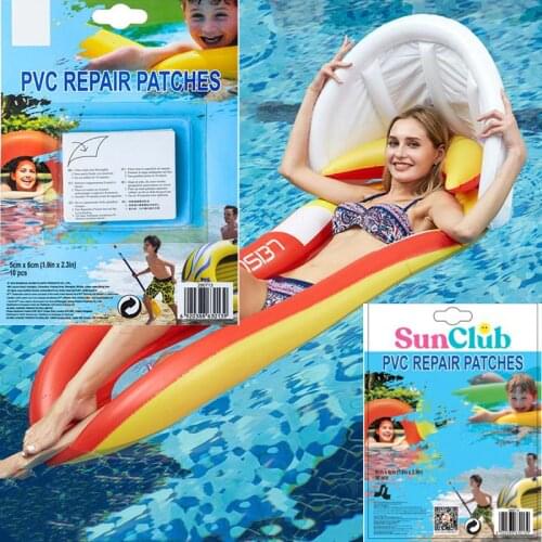 10Pcs/Set 5*6cm Swimming Float PVC Repair Kit Puncture Repair Patch Glue Kit Adhesive for Inflatable Toy Air Bed Dinghies