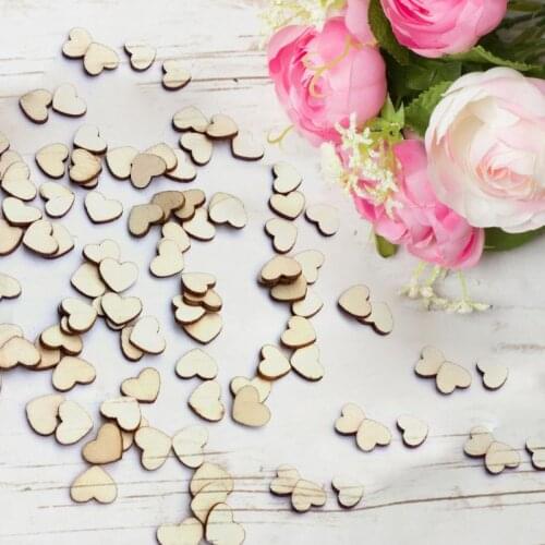 100pcs Rustic Wooden Wood Love Heart Wedding Supplies Table Scatter Decoration DIY Crafts 19QB