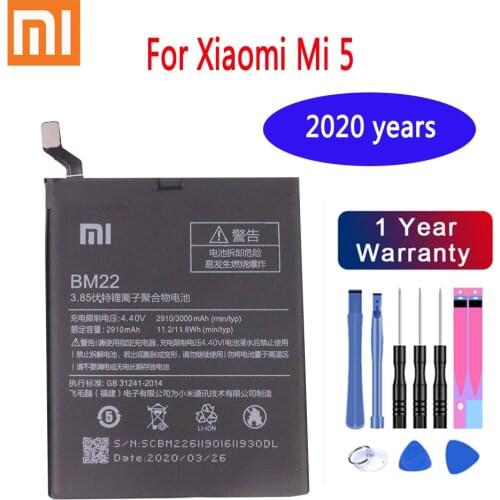 2020 100% Xiaomi Original BM22 3000mAh Battery for Xiaomi Mi 5 Mi5 M5 High Quality Phone Replacement Batteries Package Free Tool