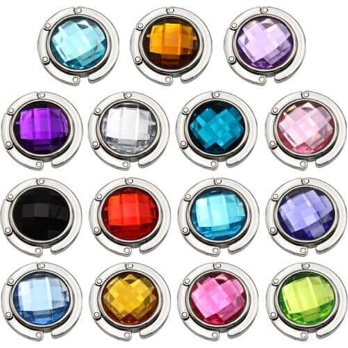 500 pcs Crystal Alloy magic hooks Purse Bag hanger foldable Portable handbag Storage Rack home decor Multiple Desk Bag hanger