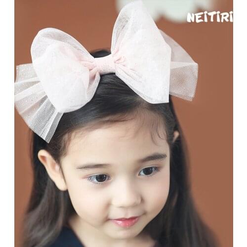 Golden Dots Lovely Big Bow Hairbands For Girls Shiny Princess High Quality Hair Accessories Chiffon Colorful Headband