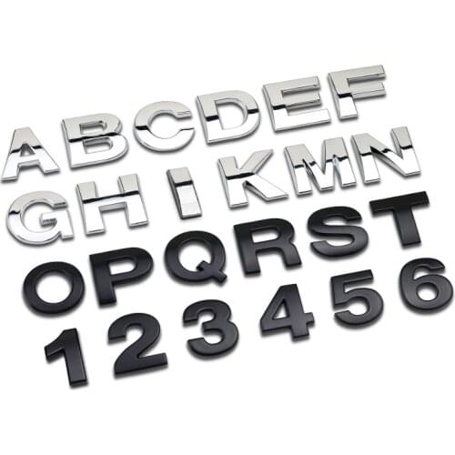 Car Sticker Emblem Badge Letter A-Z Number 0-9 2.5cm Height ABS/Metal 2 Colors Tuning Auto Motorcycle Car Styling Accessories