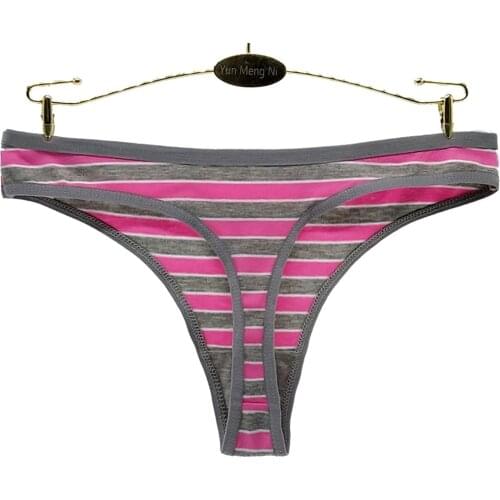 Free Shipping 5Pcs/Lot Sexy Lady T Panties Fashion Striped Cotton Womens G-String Womens Underwear 87369