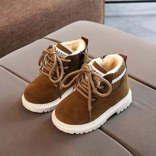 Child Warm Ankle Boots Boys Girls 2020 Winter Fashion Martin Boots Kids Spring Autumn Antislip Casual Shoes Leather Soft 21-30