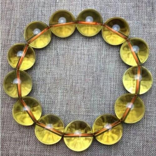 Free Shipping Genuine Natural Citrine Quartz Crystal Round Beads Wealthy Bracelet 17mm AAAA