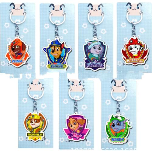 Paw Patrol Anime Keychain Acrylic Action Toy Key Chain 3D Double Side Cartoon Key Ring Children Trinket Birthday Gift Key Holder