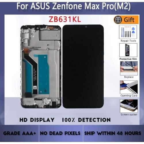 For Asus Zenfone Max Pro (M2) ZB631KL LCD screen assembly with front case touch glass, X01BDA LCD Display original Black