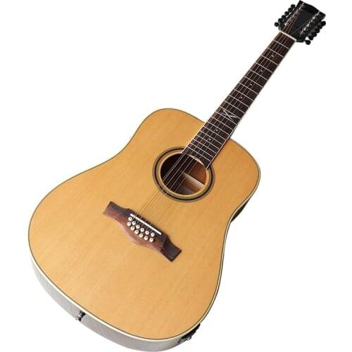 Right Hand Sunburst Color 12 Strings Cutway Design Electric Acoustic Guitar 40 Inch Glossy Spruce Wood Top with Guitar Pickup