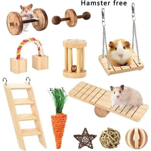 Bunny Chew Toys Set of 11pcs Natural Wood Toys for Chinchilla Hamster Parrot Rabbit Adoroble Toys for small pets