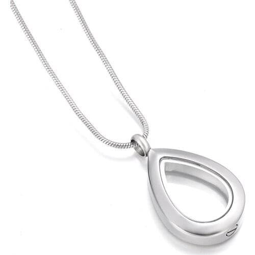 IJD9888 Blank/Crystal Teardrop Stainless Steel Memorial Ashes Locket Necklace With Glass Cremation Urn Jewelry For Women