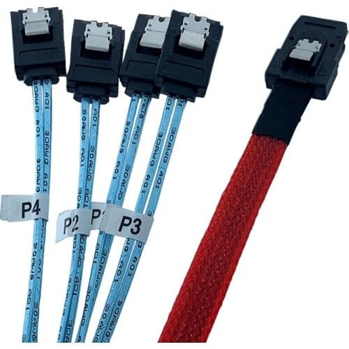 Mini SAS to SATA Hard Drive Adapter Cable 12G HD MiniSAS SFF-8643 SFF 8087 Controller to 4 x SATA Target/Backplane Converter red