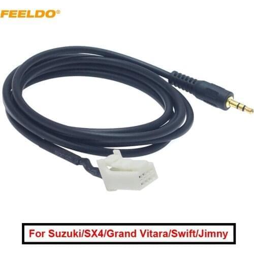 FEELDO 1Pc Car 3.5MM Male Jack AUX-IN Socket Audio Cable for Suzuki SX4 Grand Vitara Swift Jimny Extension Wire Adapter