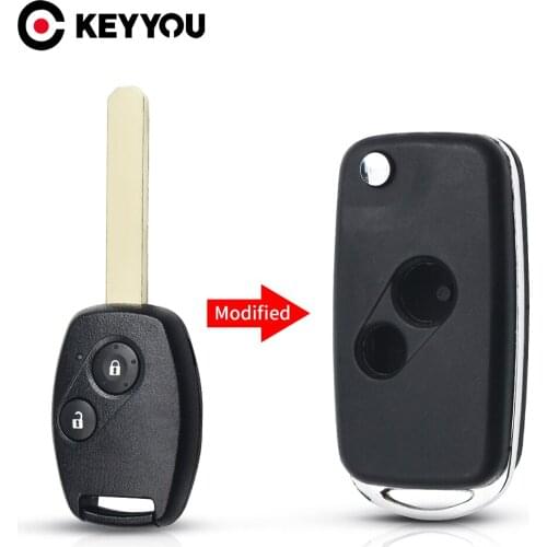 KEYYOU For HONDA Accord Civic CRV Pilot JAZZ/CRV Odyssey 2 Buttons Fob Replacement Car Key Shell 1 PC Housing Case Repair Kit