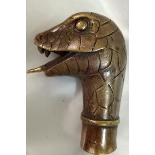 Chinese old handmade bronze sculpture snake stick head