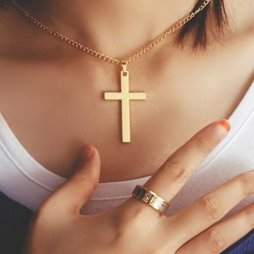Classic Cross Design Necklaces Pendant Christian Jesus Religion Silver Color Gold Black Chain Link Necklace 2020 Womens Jewelry