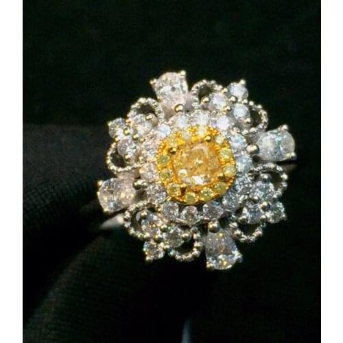 Fine Jewelry Real Pure 18 K Gold 100% Natural Yellow Diamond 0.25ct Wedding Engagement Female Rings for Women Fine Diamonds Ring