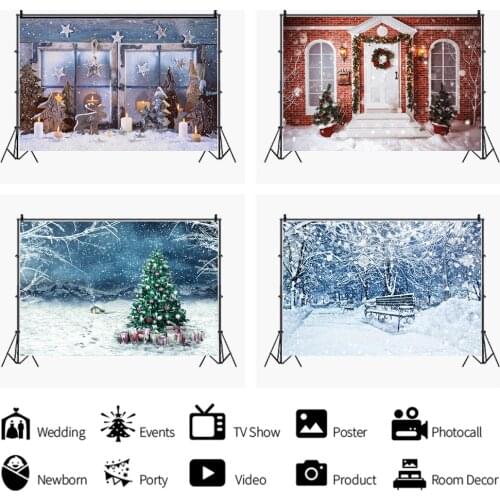 Beautiful Snow Scene Christmas Tree Photo Baby Photography Background Customized Photographic Backdrop For Studio Shooting