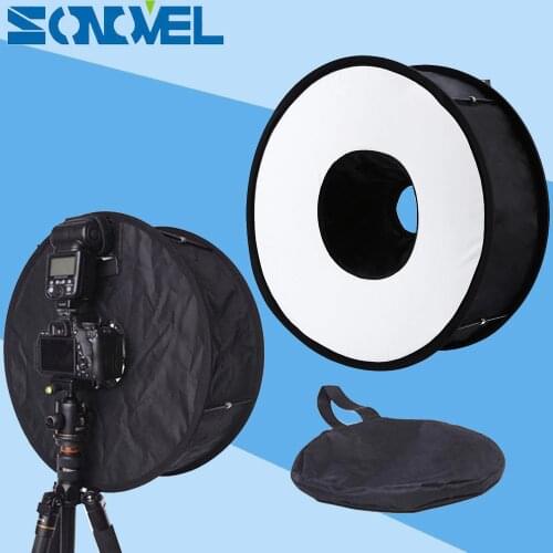 18"/45cm Round Universal Collapsible Macro Ring Flash Diffuser SoftBox For Godox V860 II V850 II TT685 TT680 TT600 TT520 TT560