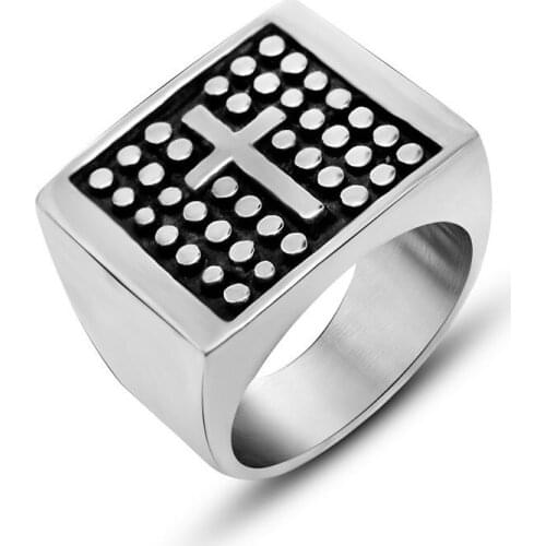 Cross Stainless Steel Rings For Men Knight Punk Rock Fashion Jewelry Trendy Silver Color Finger Ring Gift to Friendship 2020