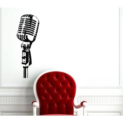 Wall Decal Vinyl Music Sticker Studio Microphone Music Studio Sound Recording Decor Removable Art Decor Wallpaper Mural WW-334
