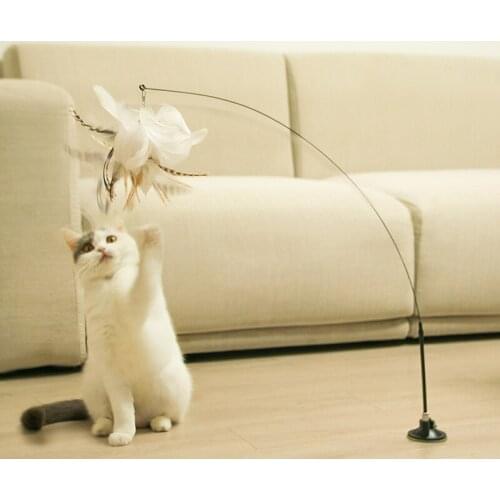 New Funny Cat Stick Long Rod Teaser Cat Stick Feather Bell Sucker Fixed Cat Interactive Toy Cat Accessories