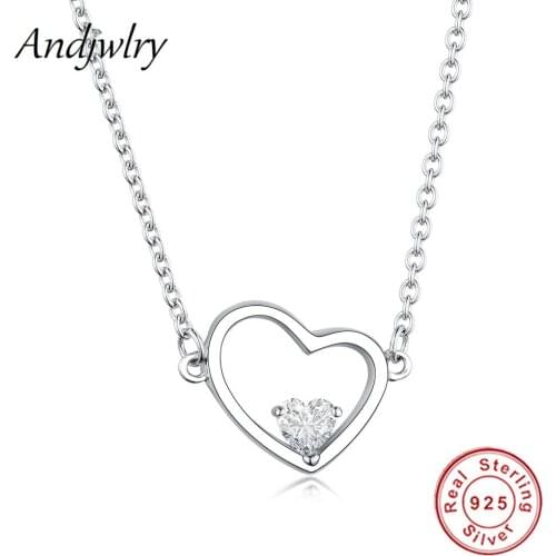 2019 New 925 Sterling Silver Heart Pendant Necklace For Women Heart Necklace Choker Colar DIY Jewelry Berloque
