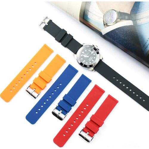 Silicone strap mens watch accessories pin buckle 18mm20mm22mm sports waterproof rubber quick release wristband Watch band